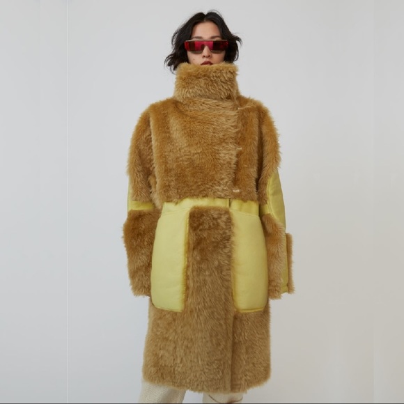 ACNE Studios Lamb Shearling Sheepskin coat teddy bear Green Brown - Picture 7 of 16